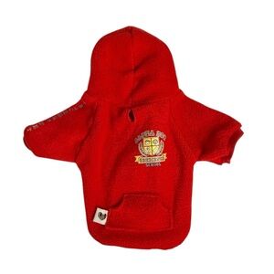 Red Fleece Dog Hoodie size Small with pocket